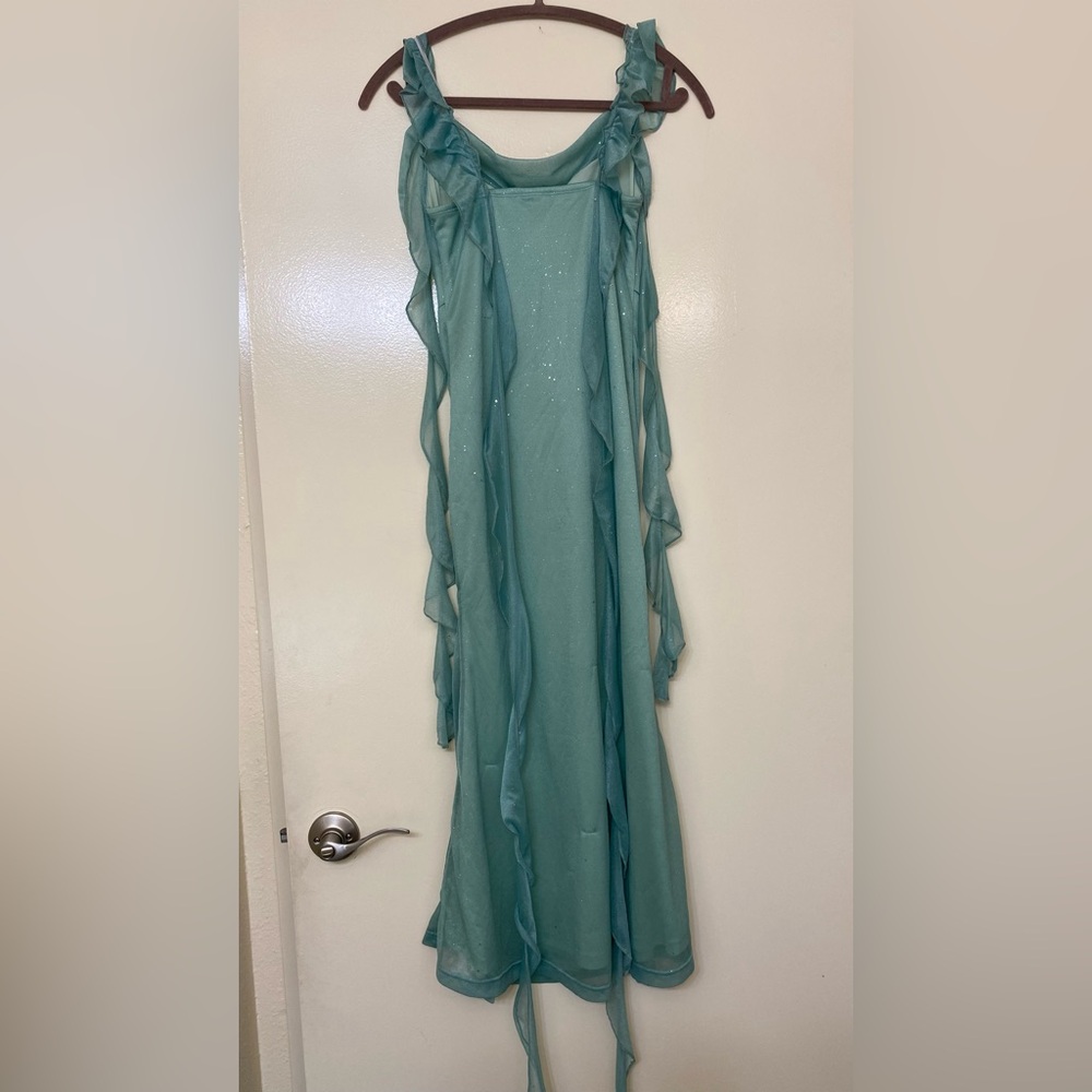 Sage Green Sequins Cowl Neck Midi Dress - Picture 7 of 8
